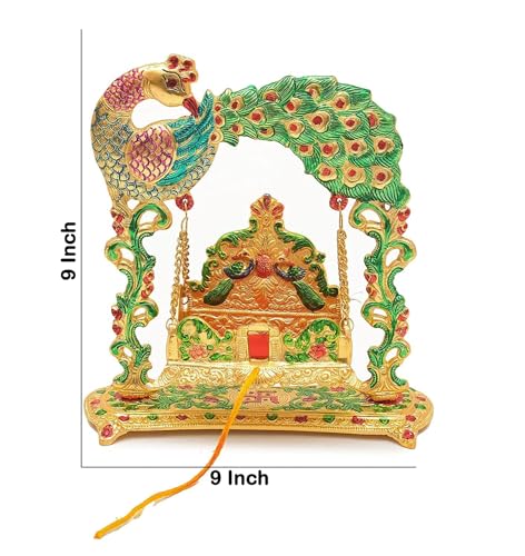 Image 6 of Labhcart Metal laddu Gopal Jhula Palna for Laddu Gopal Ji for 0 to 3 Number)(D12)