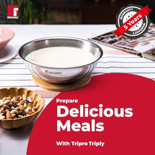 Image 3 of BERGNER TriPro Triply Stainless Steel Cook and Serve Combo of 3 Tasras