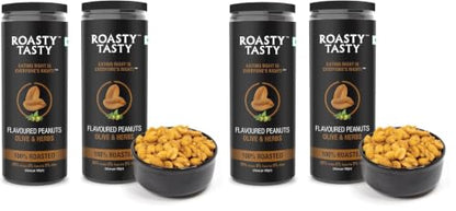 Image 1 of Default Title for the product Roasty Tasty Olive & Herbs Flavour Roasted Peanuts Pack Of 4 (150G Each)