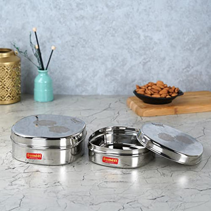 Image 5 of Sumeet Stainless Steel Designer Square Storage Containers Set of 2