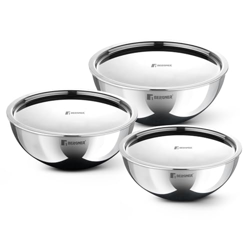 Image 1 of Default Title for the product BERGNER TriPro Triply Stainless Steel Cook and Serve Combo of 3 Tasras