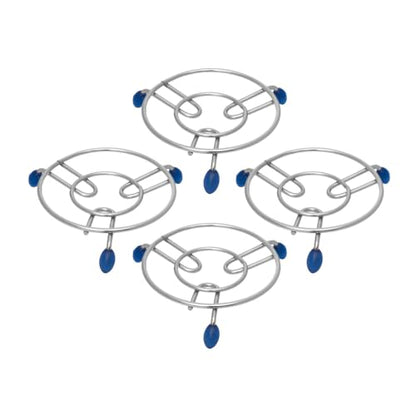 Image 1 of Default Title for the product HAZEL Trivet Stainless Steel Hot Pot Stand with Silicone Grip 17.5 cm Set of 4