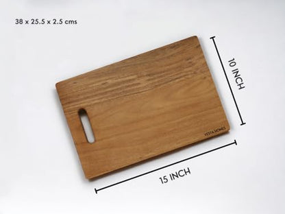 Image 2 of Vesta Homes Wooden Chopping Board, Cutting Board, Serving Tray for Kitchen Vegetables, Fruits & Cheese | Natural Acacia Wood |38 * 25 * 2.5 Cms | Handmade in India