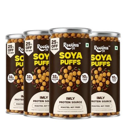 Image 1 of Default Title for the product ROOTIVAFIT Soya Puffs Imly Flavour, Roasted Not Fried, High Protein Snack with Jowar and Soya Flour, 90g, Pack of 4