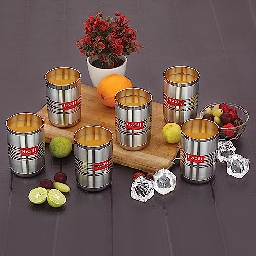 Image 2 of HAZEL Stainless Steel Glasses for Water & Juice 350 ml Set of 6