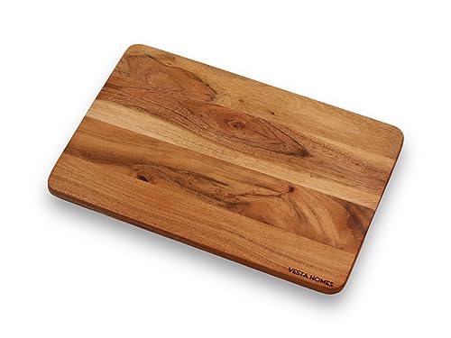 Image 1 of Default Title for the product Vesta Homes Wooden Chopping Board, Cutting Board, Serving Board, Charcuterie, and Cheese Board for Kitchen | Natural Acacia Wood | 38x25x1.5 cm | Handcrafted in India