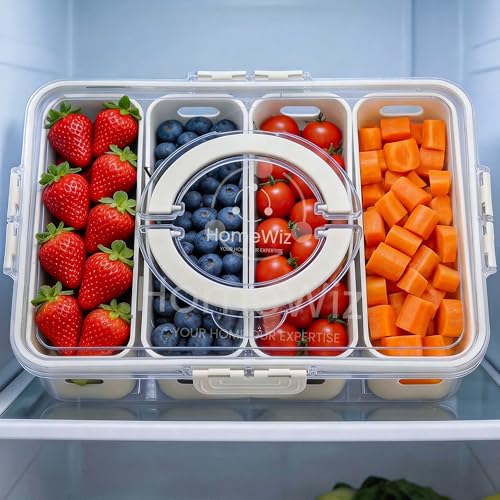 Image 2 of 1 / 4 Grid for the product HomeWiz Fridge Storage Containers 3300ml 4-Grid Pack of 2