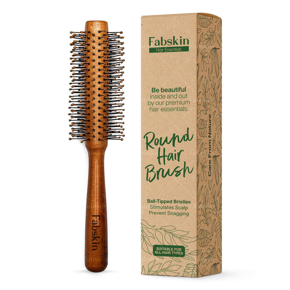 Image 1 of 1 Pc / Pack of 1 for the product Fabskin Wooden Round Hair Roller Brush