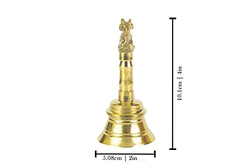 Image 4 of Spillbox Traditional Brass Bell/Worship For Temple Home - 4" Inch Nandi
