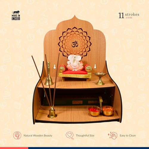 Image 6 of 11 Strokes Samarpan Wooden Pooja Mandir for Home Small Size