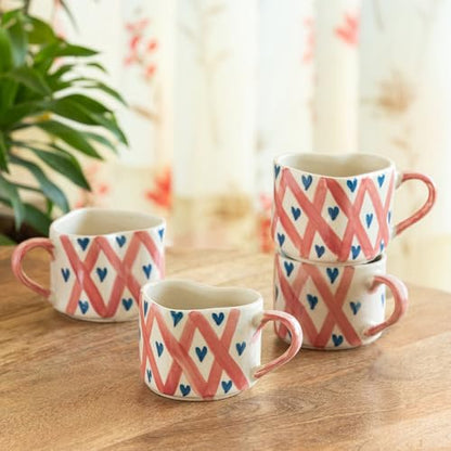 Image 1 of Default Title for the product ExclusiveLane Sweetheart Ceramic Coffee Mugs Set of 4 300 ml