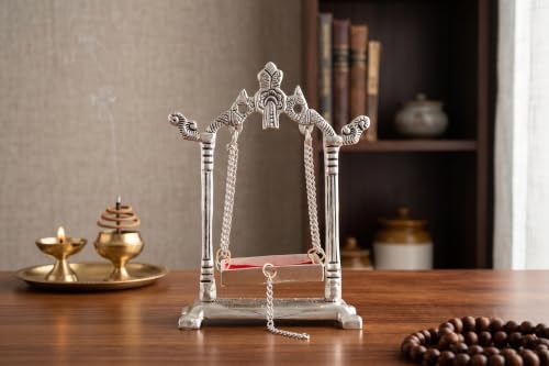 Image 6 of KridayKraft Aluminium Pipe Palna Silver/Laddu Gopal Jhula for Home Decor, Pooja & Janmashtami
