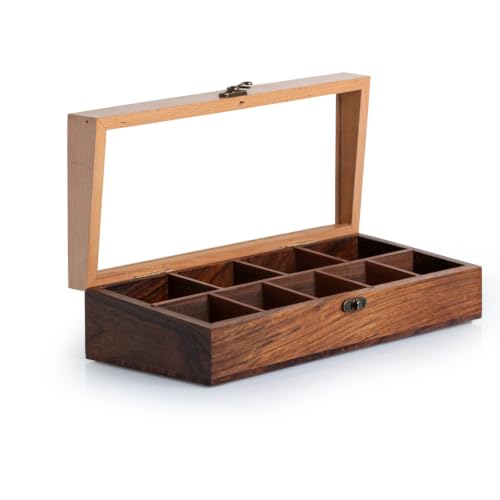 Image 3 of ExclusiveLane Twin Tones Wooden Spice Box for Kitchen with Spoon (9 Fixed Partitions, Beech Wood, 130 & 80 Gm)