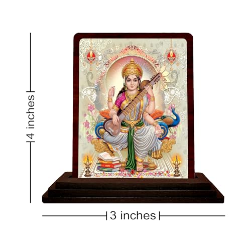 Image 3 of Maa Saraswati Murti for Car Dashboard & Study Table - Small Decorative Saraswati Idol for Student Gifts & Office Desk - Sacred Religious Figurine for Wisdom and Learning