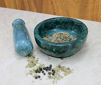 Image 3 of KLEO 4" Green Mortar and Pestle Set Natural Stone Spice Grinder