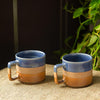 Image 1 of Default Title for the product ExclusiveLane Caramel Blues Hand Glazed Studio Pottery Ceramic Tea Mugs Set of 2 360 ML