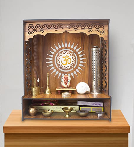 Image 5 of Heartily Shree Beautiful Wooden Pooja Stand for Home Mandir (H- 18, L- 16, W-8.75 Inch)