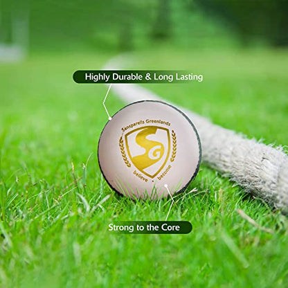 Image 7 of SG Shield 30 Water Proof Cricket Leather Ball (White)