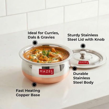 Image 4 of HAZEL Copper Bottom Handi Small 850 ml with Lid