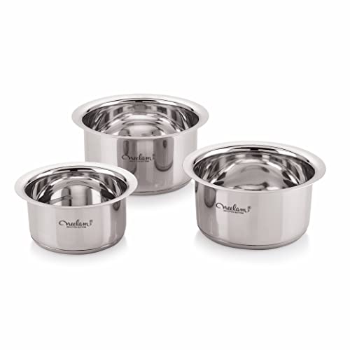 Image 1 of Default Title for the product neelam Stainless Steel Induction Bottom Boil and Stock Cookware Set of 3 Pcs(1950ml, 2550 ml,3200ml) Silver, Medium, CCKS003IB