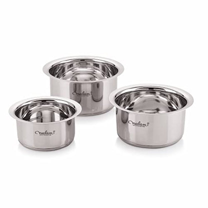 Image 1 of Default Title for the product neelam Stainless Steel Induction Bottom Boil and Stock Cookware Set of 3 Pcs(1950ml, 2550 ml,3200ml) Silver, Medium, CCKS003IB