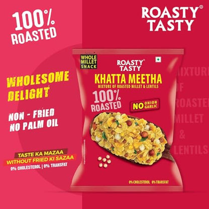 Image 2 of Roasty Tasty Khatta Meetha Roasted Millet Namkeen Snack 200g Pack of 2