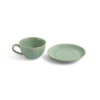 Image 3 of ExclusiveLane Sage Serenity Hand Glazed Porcelain Tea Cups Set of 6 with Saucer Cappuccino Coffee Cups Chai Tea Cup 280 ML