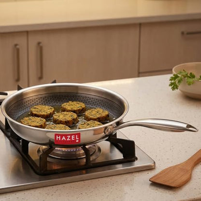 Image 3 of Honeycomb Fry Pan / 1000 ml for the product HAZEL Triply Stainless Steel Fry Pan