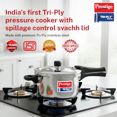 Image 3 of Prestige 3 Litre TRIPLY Svachh Outer Lid Pressure Cooker