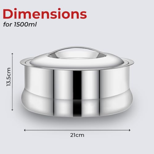 Image 5 of AVIAS Ruby Press Type Insulated Stainless Steel Casserole/Hot Pot, 1500ml