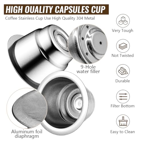 Image 6 of Supvox Reusable Coffee Pod, for Nespresso, Steel, 100 Foil Covers