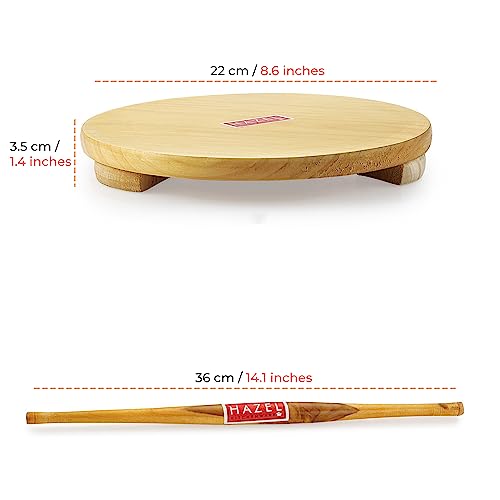 Image 3 of HAZEL Wood Polpat Chakla Roti Chapati Maker 21 cm with Wood Roti Roller Belan Rolling Pin 36 cm