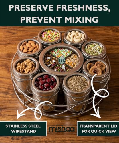 Image 6 of Mishaa Steel Multipurpose Storage Containers 130ml Each Airtight (12IN1 WIRESTAND)