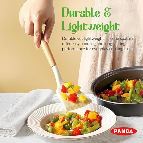 Image 7 of PANCA Silicone Non Stick Spatula Set of 3 with Wooden Handle