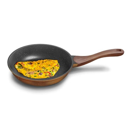Image 1 of Default Title for the product Preethi Artistic Collection Die Cast Non Stick Fry Pan, 24 cm,with Glass Lid, 5 Star Non Stick Effect, Cook & Serve, Earthy Brown