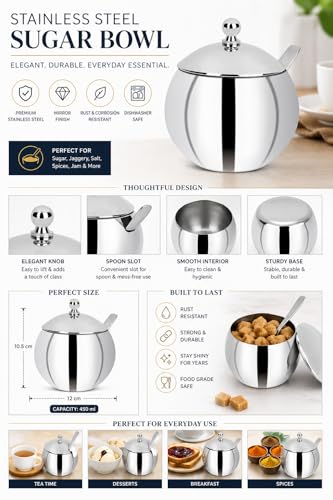 Image 6 of KC Stainless Steel Ghee Pot/Pickle Container 500 ML with Spoon