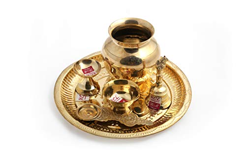 Image 2 of KCL Brass Antique Pooja Thali Pack of 6 Pcs