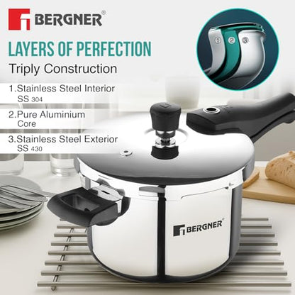 Image 7 of BERGNER Argent Elements Triply Stainless Steel Pressure Cooker