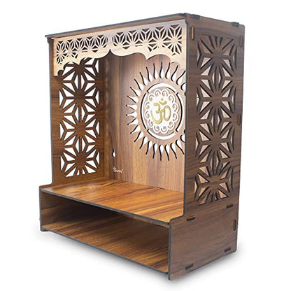 Image 6 of Heartily Shree Beautiful Wooden Pooja Stand for Home Mandir (H- 18, L- 16, W-8.75 Inch)