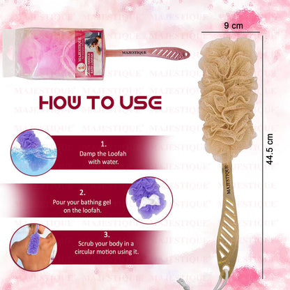Image 2 of Majestique Long Handle Bath Loofah (Colour May Vary)