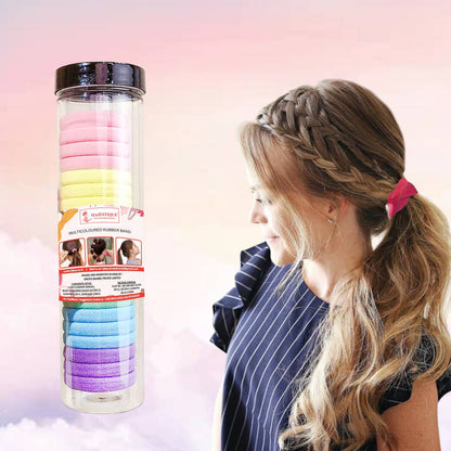 Image 1 of 20 pcs for the product Majestique Cotton Stretchable Hair Ties Ponytail Holder Rubber Band - 20 Pcs