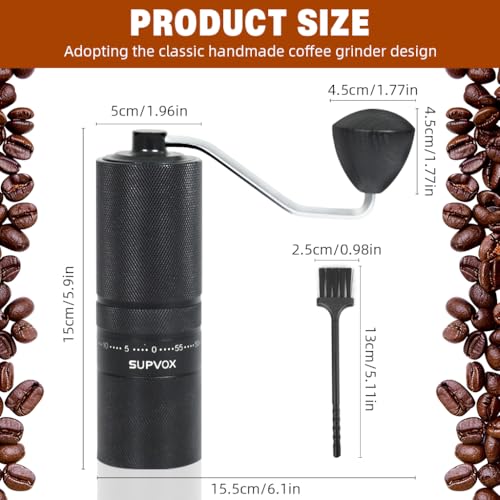 Image 3 of Supvox Manual Coffee Grinder SUS Metal CNC Grind Burr 60 External Settings