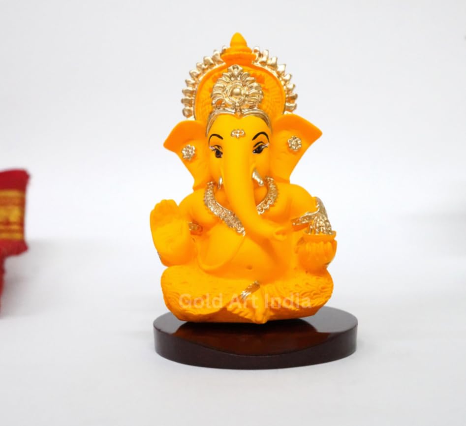 Image 6 of Mukut Ganesha Mango Terracotta for the product Gold Art India Ceramic Ganesh Idol