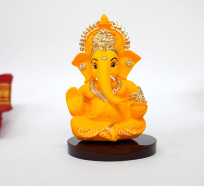 Image 6 of Mukut Ganesha Mango Terracotta for the product Gold Art India Ceramic Ganesh Idol