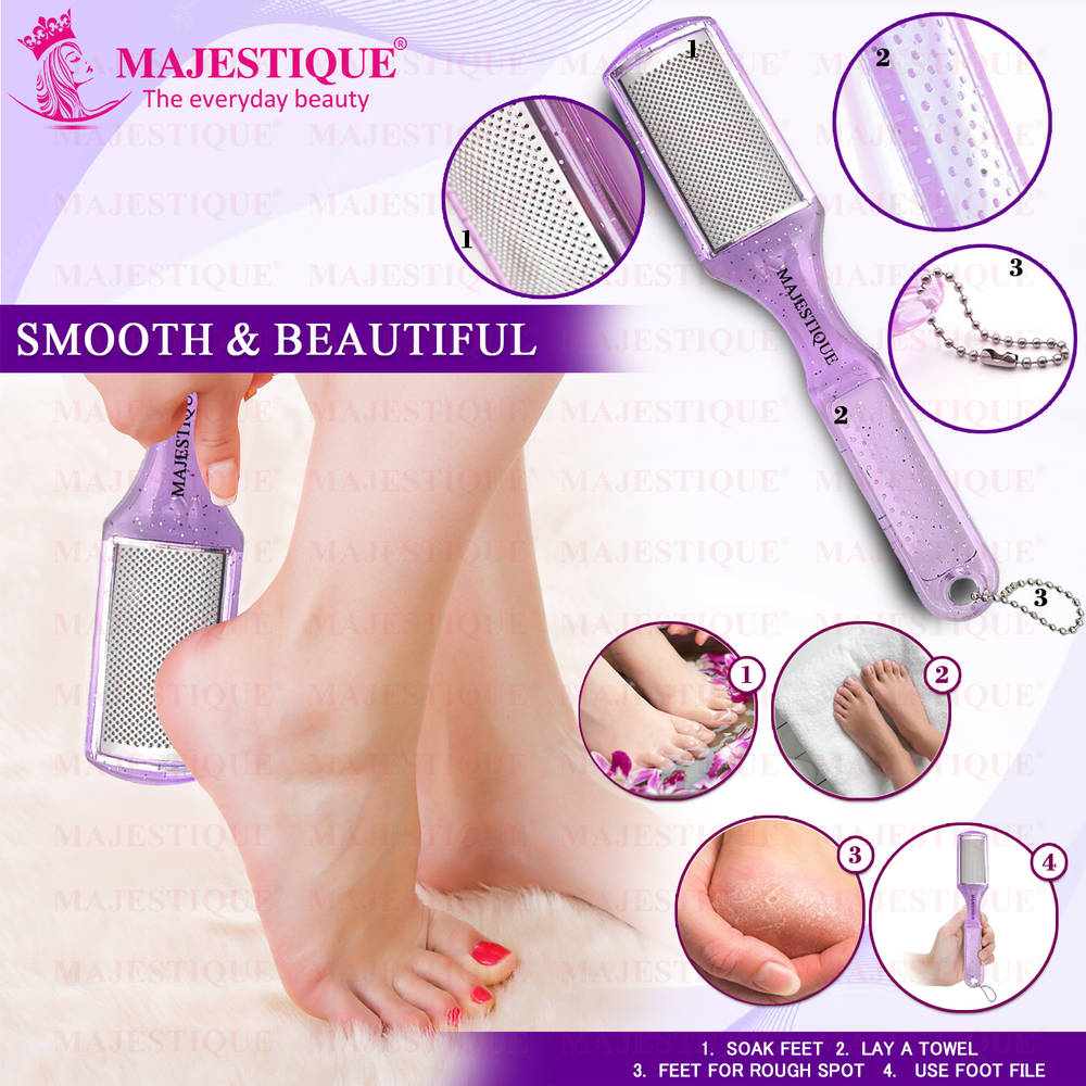 Image 3 of Majestique Foot Scraper for Callus & Heel Removal - Dry & Wet Pedicure Tool - Color May Vary