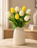 Image 1 of Default Title for the product Divyakosh Artificial Flowers Bunch (Vase Not Included). Artificial Flower for Vase Flower Bouquet Gift, 8 Artificial Tulips (5 Ivory White & 3 Soft Yellow), Home Deﾌ…or for Living Room
