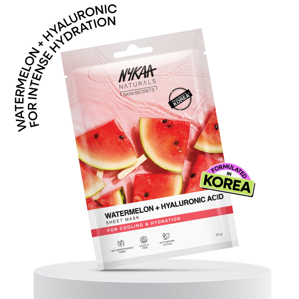 Image 1 of 20 gm / Pack of 1 for the product Nykaa Green Tea + Aloe Vera Sheet Mask For Hydrated Skin - Formulated in Korea - For All Skin Types - Watermelon And Hyaluronic Acid