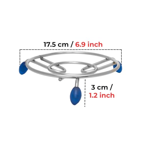 Image 4 of HAZEL Trivet Stainless Steel Hot Pot Stand with Silicone Grip 17.5 cm Set of 4
