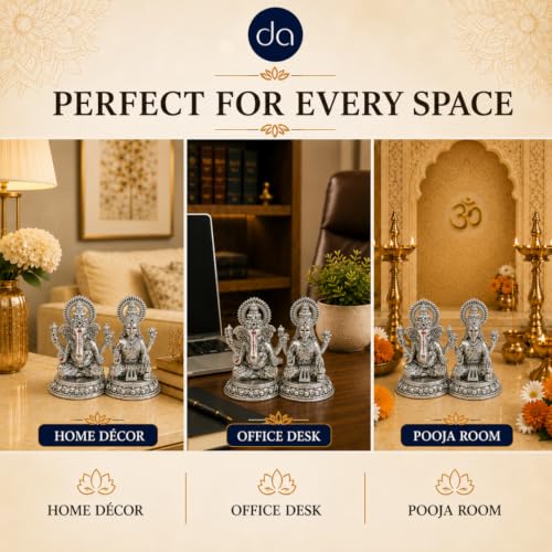 Image 5 of Dev Aastha 999 Silver Lakshmi Ganesh Set 3.5 Inch