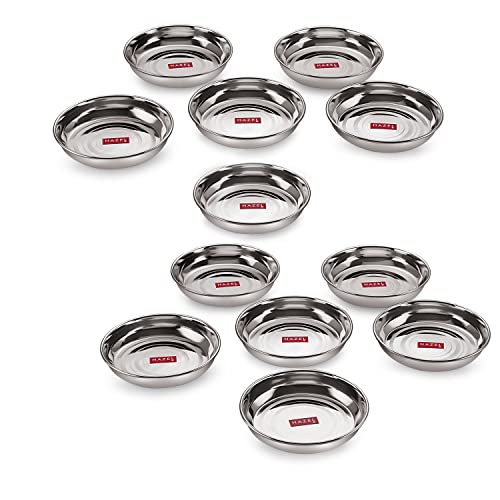 Image 1 of Default Title for the product HAZEL Stainless Steel Plates Set 300 ML Set of 12